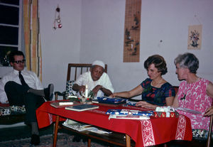 Christmas preparation in Crater, Aden. From left David, bankemployee) Mubarak Ibrahim, Esther P