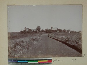 Distant view of the Mission Station at Ambohimasina, Madagascar, 1901