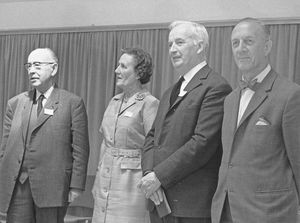 Country meeting in May 1967 at Nyborg Strand. Retiring board members. From left: Dean Niels Bun