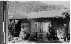 Japanese soldier taking vaccination census, Korea, ca. 1920-1940