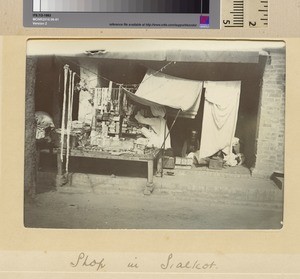 Merchant and store, Sialkot, Pakistan, ca.1890