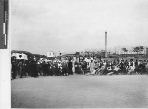 Tug of war between students of Manzhoukuo and Korea at Andong, China, 1935