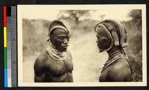 Two men with beaded hair, Bapende, Congo, ca.1920-1940