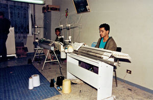 Boy's Home in Helwan, knitting workshop, 1995