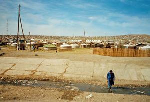 Ger community in the middle of the capital Ulaanbaatar