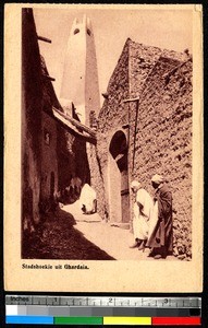 Men in a narrow street, Ghardaïa, Algeria, ca.1920-1940