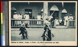 Theatre at the mission school, Congo, ca.1920-1940