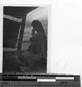 Maryknoll Sister on a river ferry at Guilin, China, 1948