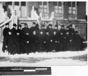 Maryknoll priests at a retreat in Fushun, China, 1936