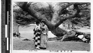 Two women reading at Maiko park, Kobe, Japan, ca. 1920-1940