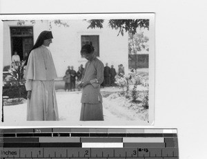 A Maryknoll Sister at the orphanage at Luoding, China, 1937