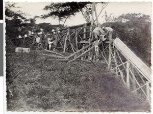 Joining of cement pipes for a mill, Ayra, Ethiopia, 1939