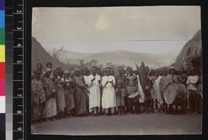 Group of men and women with musical instruments, Sierra Leone, ca. 1905/1915