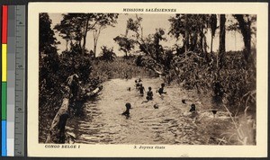 Children bathing in a river, Congo, ca.1920-1940