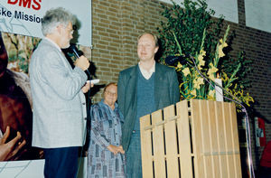 Annual Meeting at Haslev, October 1994. Secretary General Anders Mielke interviewing Rev. Jens