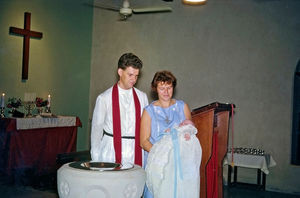 Inge og Verner Tranholm-Mikkelsen at the baptism of their son Jeppe in Crater, Aden