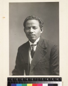 Studio portrait of Malagasy pastor, ?Rajaelelina , Madagascar, ca. 1930