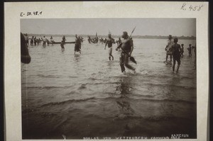 Dualas returning from a canoe race, Cameroon 1902