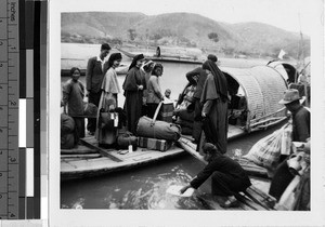 Maryknoll Sister traveling by riverboat, Kaying, China, 1948