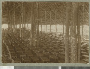 Inside the brick shed, Chogoria, Kenya, ca.1924