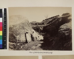 Group at place of martyrdom, Ambohipotsy, Madagascar, ca. 1865-1885