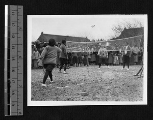 Deck tennis at Ginling College Field Day, Nanjing, Jiangsu, China, 1932