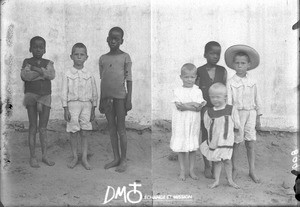 Swiss and African boys, Matutwini, Mozambique, ca. 1896-1911