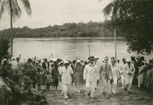 Visit of the high commissioner of the french republic in Lambarene, Gabon