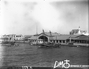 Ships in a harbour, ca. 1896-1911