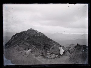 Travellers taking a rest at the bottom of the mountain, Bara, Madagascar, ca.1893