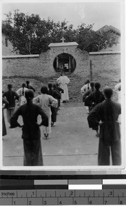 Maryknoll Sister Moira leading exercises, Pingnam, China, 1936