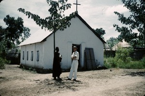 Men outside a church, Cameroon, 1953-1968