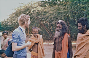 DBLM, Thakurgaon, Bangladesh. DSM Missionary, Jørgen Andersen in dialogue with holy Hindu men (