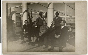 Missionaries on deck of a steamboat, 1927