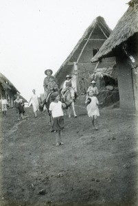 Annie Soper and boy on horseback, Peru, ca. 1947