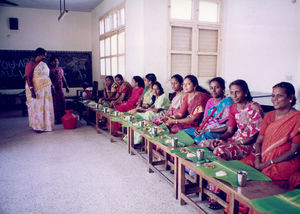 Chennai, Tamil Nadu, South India, 2000. Staff Christmas dinner at Park Town Mission High School