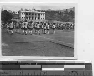 Girls performing in the celebration of the Double Tenth at Tsiaoliang, China, 1935