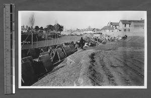 Refugee tents near Shantung Christian University, Jinan, Shandong, China, 1927-1928