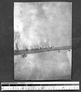 Fishing in a canal, Chengdu, Sichuan, China, 1912