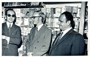 The two men to the left in the picture are Mr.John Yussuf (leader of the Arabic bookshop) and J