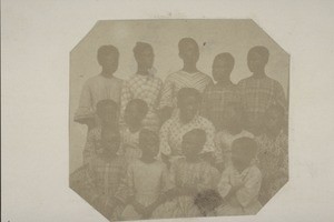 Girls boarding school in Abude with Rose Anne Miller in the centre