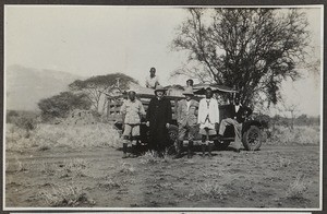 Maasai car in front of Sokonoi mountain, Tanzania