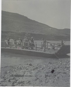 Missionaries on the ferry which makes the crossing over the Orange river