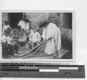 Blind girls at work at Yangjiang, China, 1933