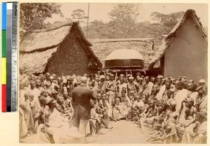 Village chief and people hear sermon, Ghana, ca.1885-1895