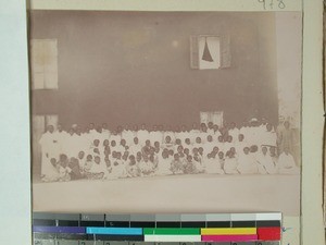 Revival leaders together with poor and orphaned children, Soatanana, Madagascar, ca.1906