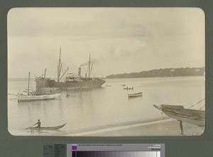 Steamer anchored in bay, Rano, Vanuatu, 1903