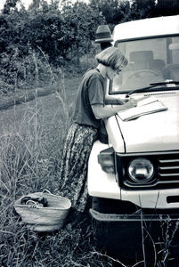 Anna-Lise Væggemose, AIDS consultant of Karagwe Diocase, Tanzania, 1991-94. Visiting people of