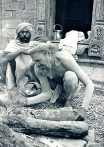 Hellige hindu mænd (Sadhus) i Kathmandu, Nepal, februar 1988