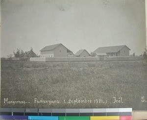 Rice buildings and Famangiana wall, Mangarano, Madagascar, 1921-09